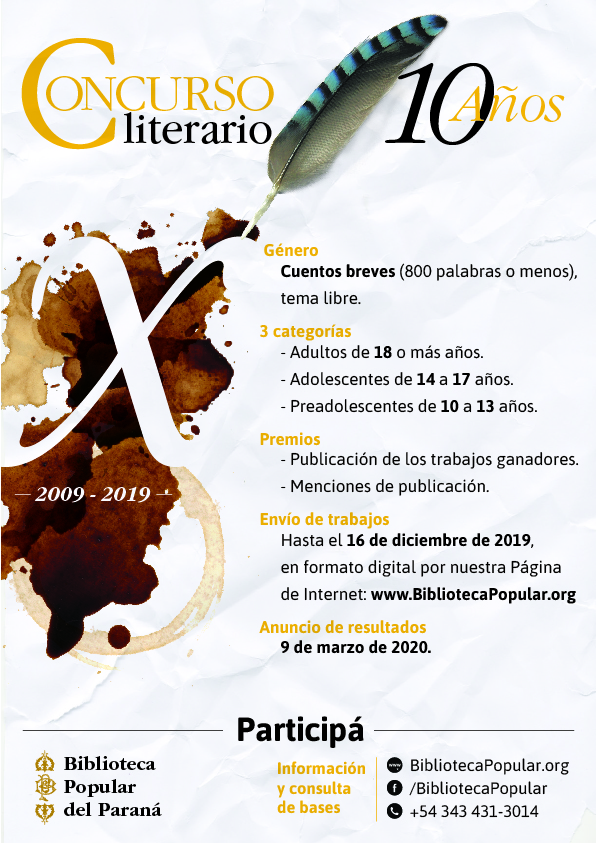 Afiche promocional del Concurso Biblioteca Popular del Paraná, Edición 2019